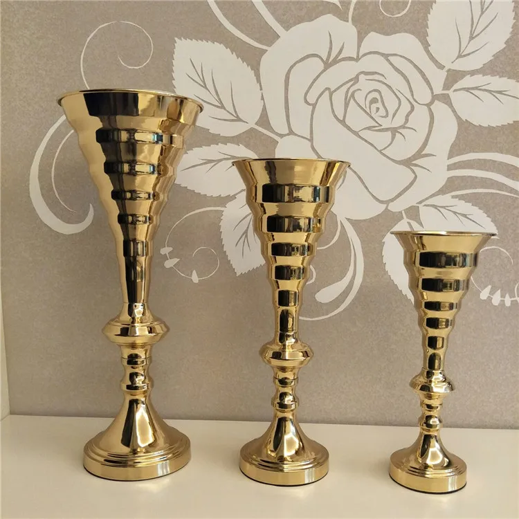 

10PCS/LOT sliver Tabletop Vase Metal Flower Vase Table Centerpiece For Mariage Metal Flowers Vases For Wedding Decoration