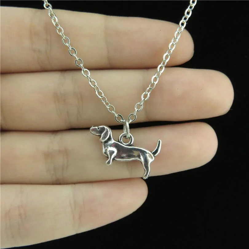 Vintage Cute Smart Animal Dachshund Pet Dog Pendant Long Chain Men Party Gift Necklaces Jewelry Wholesale