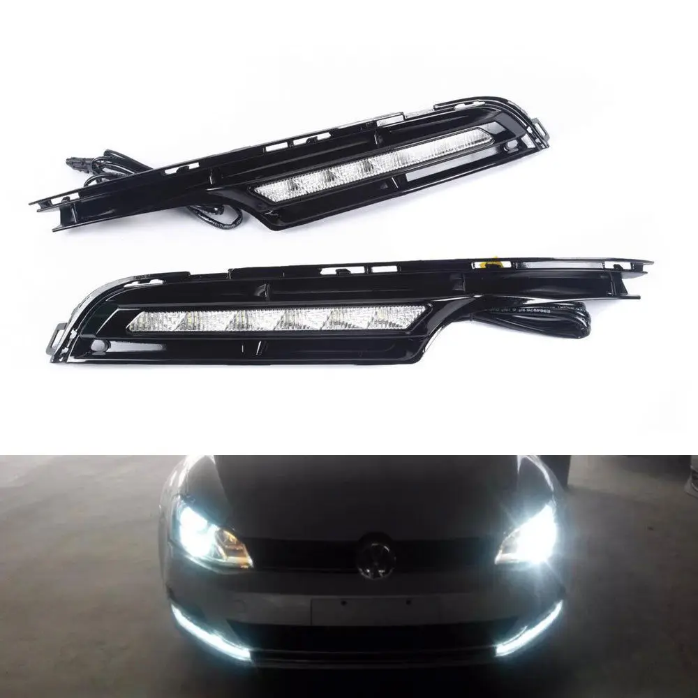 

BBQ@FUKA 2Pcs ABS Daytime Running Light LED DRL Driving Fog Lamps Fit For VW Golf7 MK7 2014 2015 Car Styling Auto Accessories