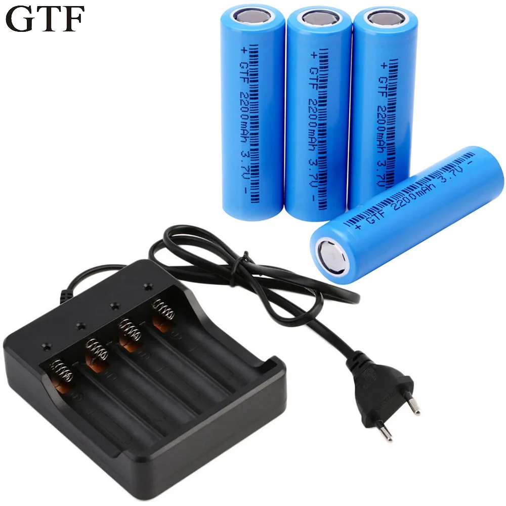 GTF 4 cái 100% Original Ncr18650 Li-Ion Có Thể Sạc Lại Pin dung lượng thực tế 2200 mah 3.7 v Cho Panasonic E + 1 cái pin sạc