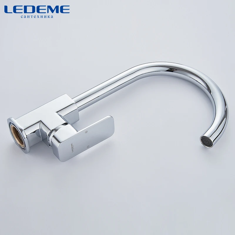 LEDEME Küche Wasserhahn 360 Grad Rotation Regel Form Gebogen Outlet Rohr Wasserhahn Waschbecken Sanitär Hardware Messing Waschbecken Wasserhahn L4033-2
