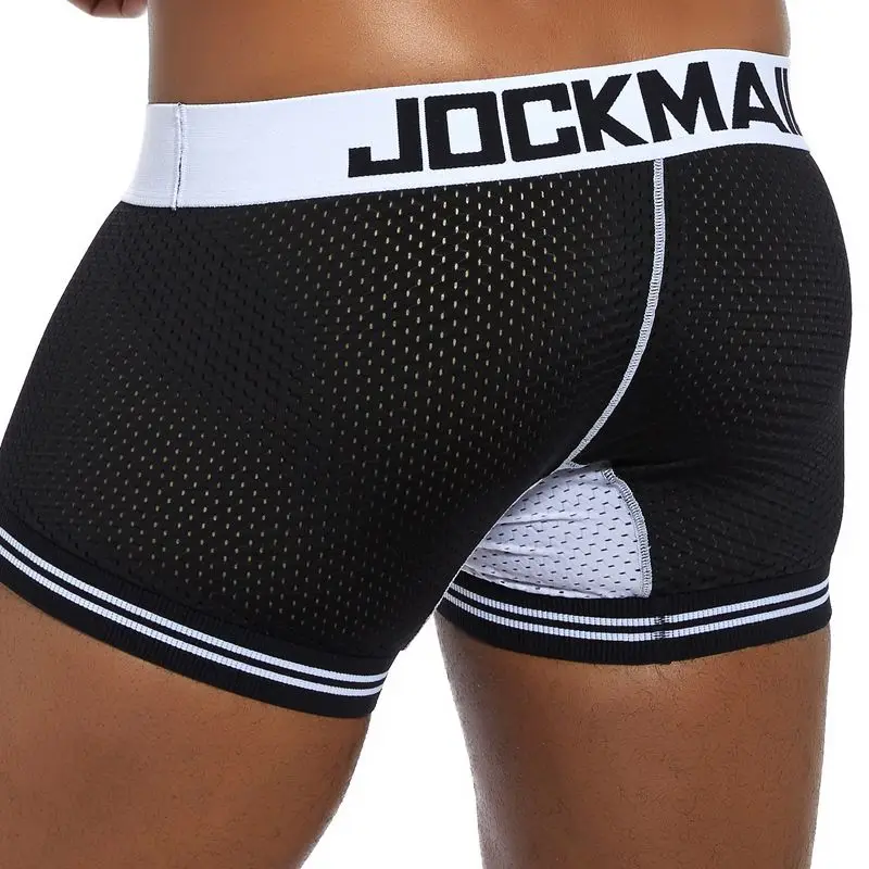 JOCKMAIL Men Underwear Boxers Nylon mesh breathable Cuecas Boxers fitness youth underwear big boy Wear men boxer Elastic legs