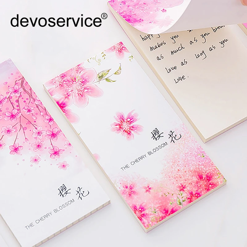 1Pc Kawaii Cherry Blank Horizontal line Paper 50 Pages Notepad Word Study Card Portable Memo Pads Loose Leaf Notes DIY Notepad