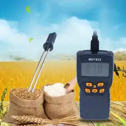 MD7822 Digital Grain Moisture Meter Temperature Meters Tester Measuring Probe Wheat Corn Rice Moisture Test Meter