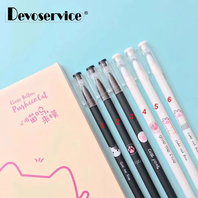 

6Pcs/Pack Cute Cat Claw Gel Pen Kawaii Paw Print Shape Neutral Pen Stationery Fine Point 0.5mm Black Ink Office School Supplies