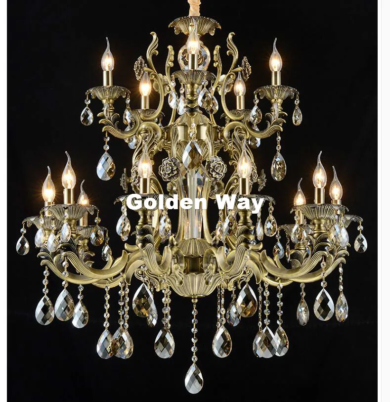 Free Shipping Bronze Color Alloy Lustres Hotsell European Chandelier Crystal Vintage Crystal Chandelier E14 AC LED Chandelier