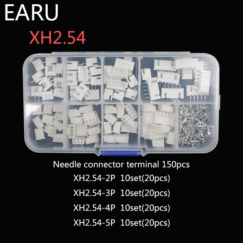 230 pcs XH2.54 2 p 3 p 4 p 5 Spille Passo 2.54mm Kit/Custodia/Spille intestazione JST Connettore Filo di Connettori Adattatore XH Kit Box