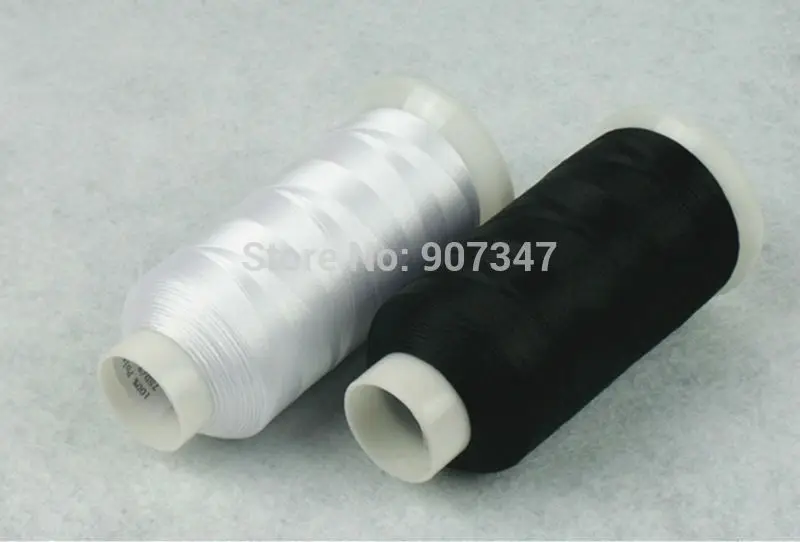 Polyester Pre-Wound Sewing Machine Bobbin Thread Filament Ideal for Most Sewing Machine 5000m *2,High Tenacity White & Black