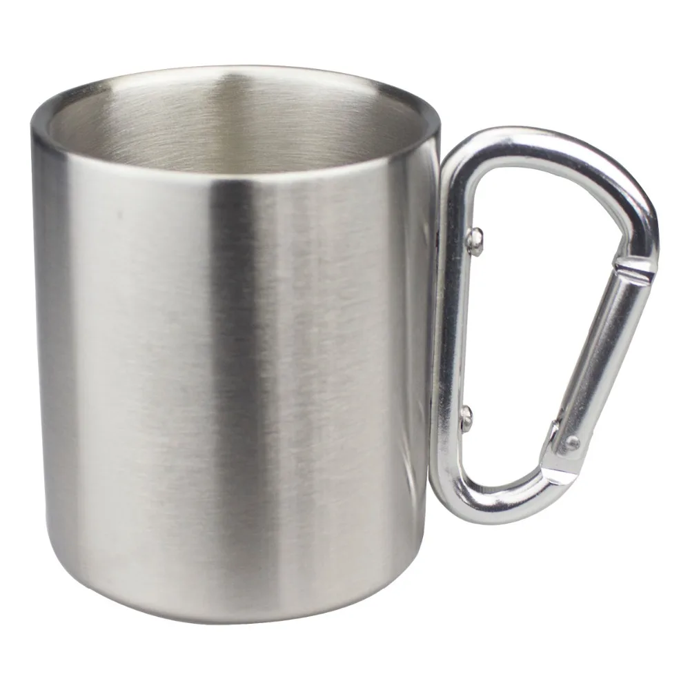 Hook Handle Isolating Travel Mug Double Wall Stainless Steel Outdoor Children Cup Carabiner Heat Resistance portable small cheap