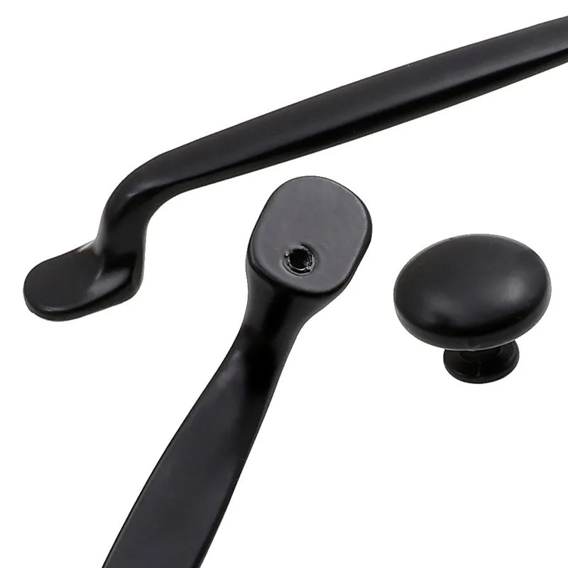 QVWN Aluminum Alloy Black Cabinet Handles American style Kitchen Cupboard Door Pulls Drawer Knobs Fashion Furniture Hardware