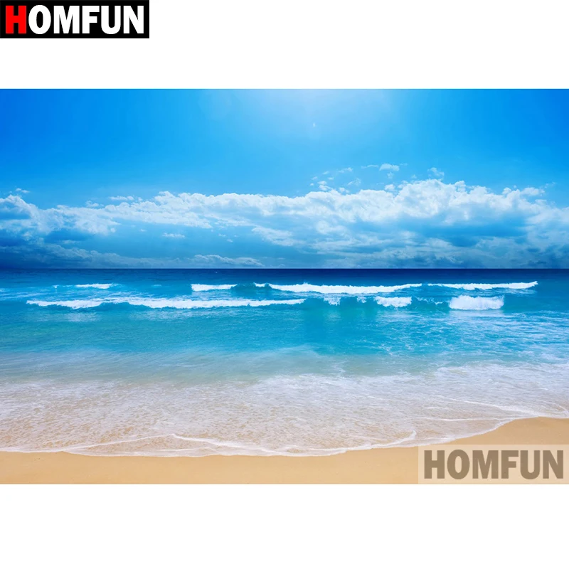 

HOMFUN Full Square/Round Drill 5D DIY Diamond Painting "Ocean landscape" Embroidery Cross Stitch 5D Home Decor Gift A08179