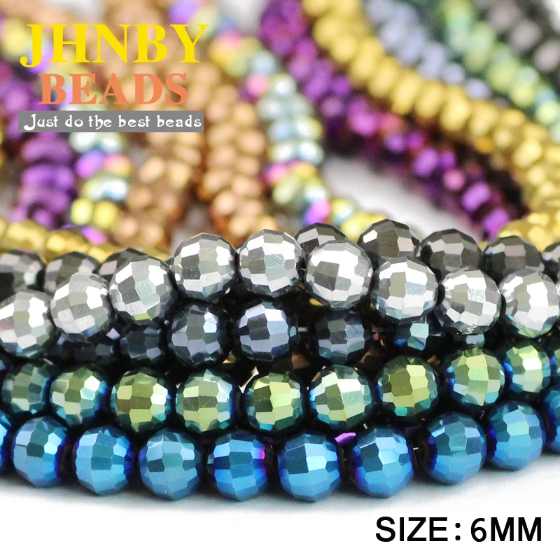 JHNBY 96 Faceted Football Austrian crystal beads 50pcs 6mm plated color Round Loose bead Jewelry bracelet accessories making DIY