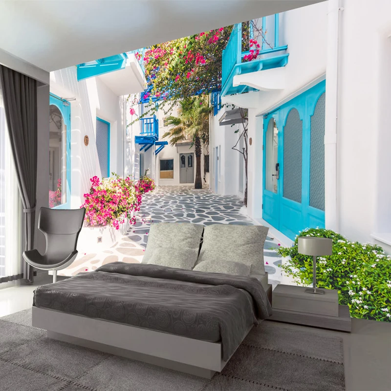 Custom 3D Mural Wallpaper Greece Santorini Love Sea Mural Wallpaper Living Room Bedroom Papier Peint Mural 3D Photo Wall paper
