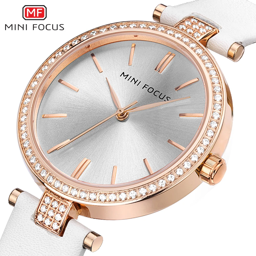 MINI FOCUS Brand Women Quartz Watches Luxury Genuine Leather & Stainless Steel Strip Womens Wristwatches Female Relogio Feminino