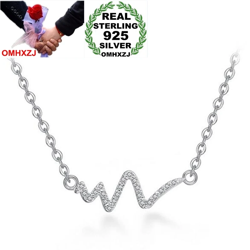 OMHXZJ Wholesale Fashion OL Woman Girl Gift Lightning Decoding 18 inch 925 Sterling Silver Twisted Chains Pendant Necklaces NK20