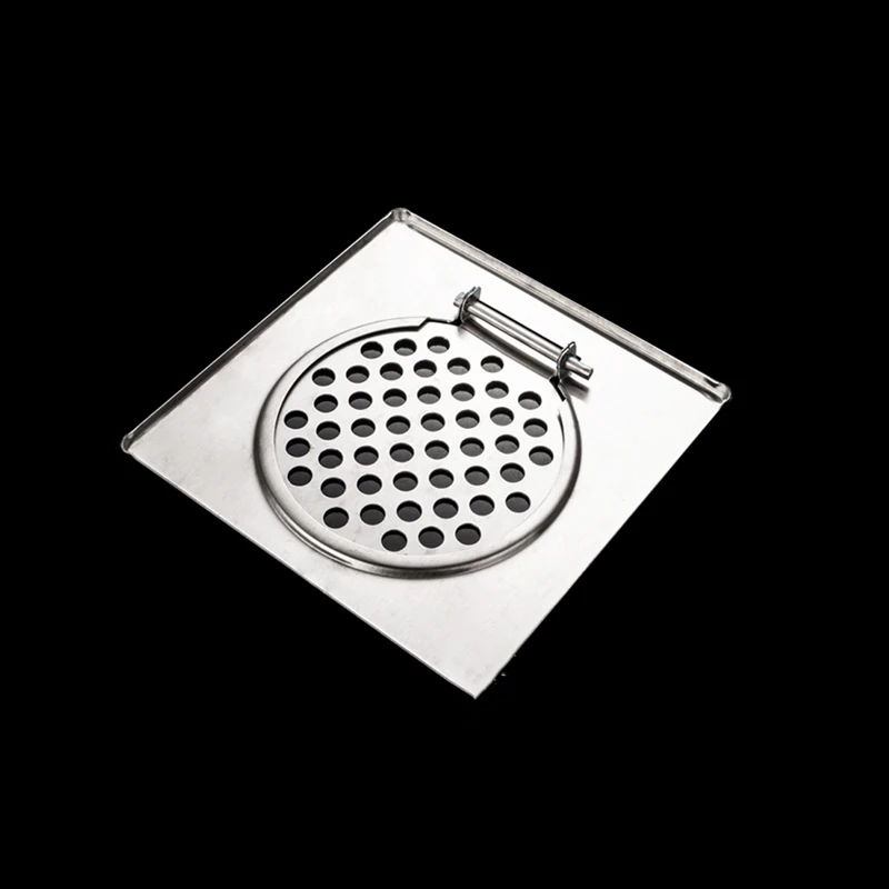 1pc 10cm*10cm Single Layer Flip Floor Drain Bathroom Single Piece Stainless Steel Floor Drain