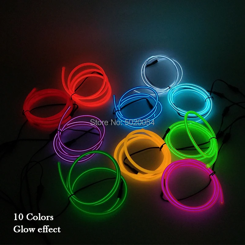 Stage Costume DIY 4M Flexible Glow EL Wire Rope Tube Cable Waterproof Light Neon Cable With DC3V Controller