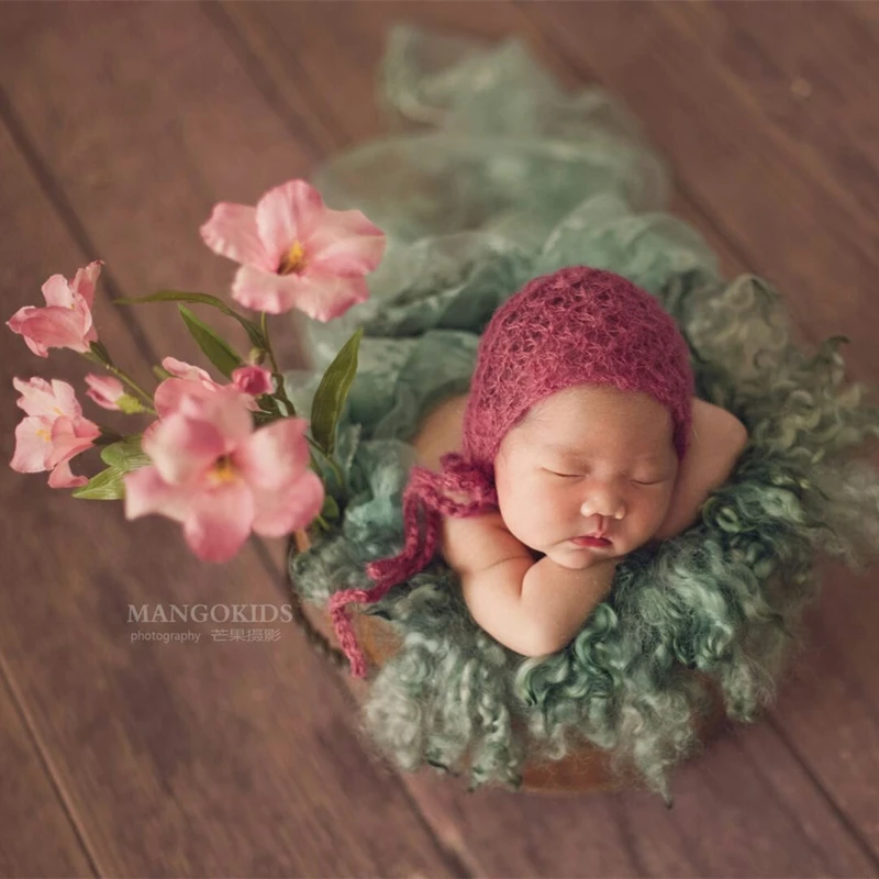 Newborn bonnet photography props,Angola mohair hat for baby photo shoot