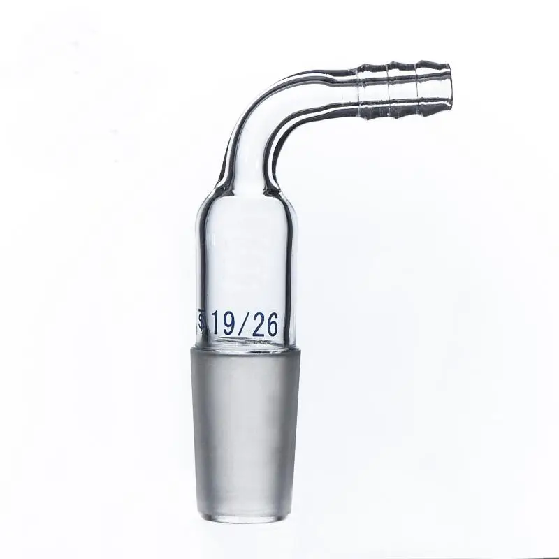 Laboratory Glassware 90 Degree Bend Vacuum Inert gas adapter with 19/26 joint 8mm hose connection