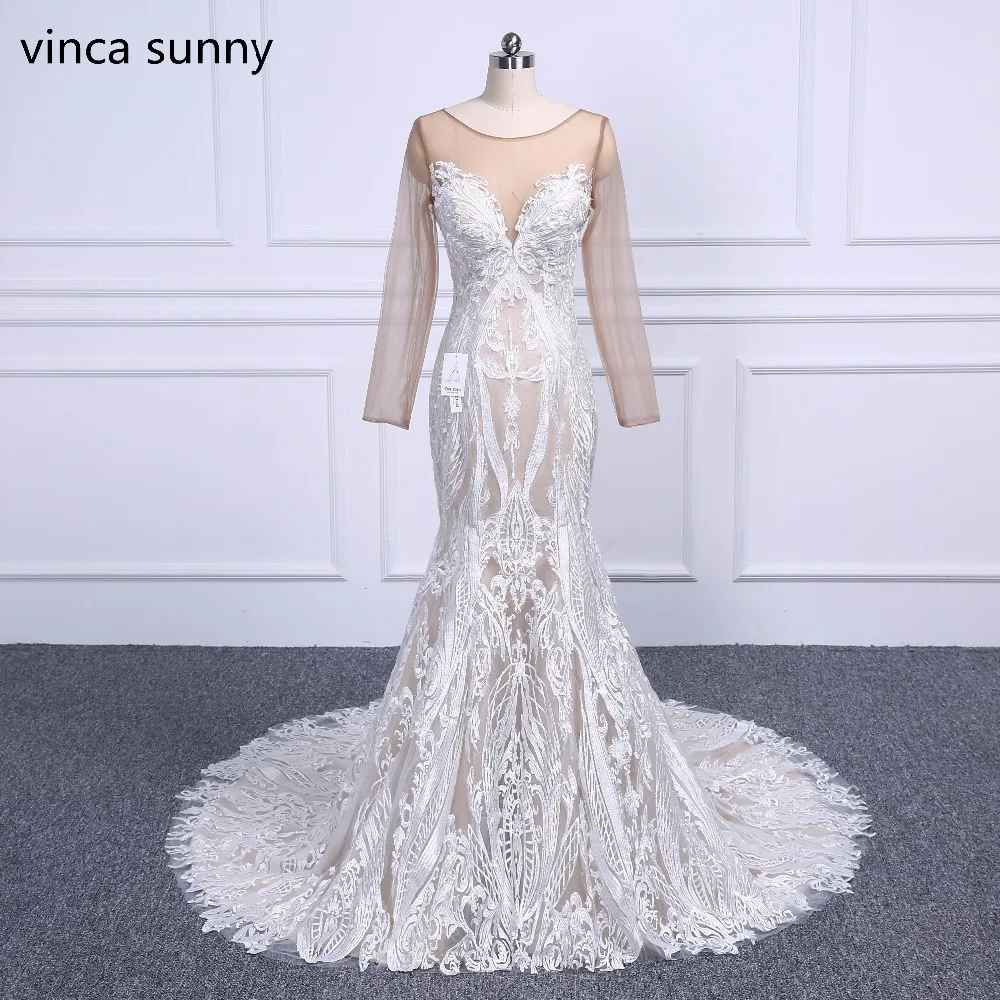 Abito da sposa a sirena vintage personalizzato a maniche lunghe in pizzo Abiti da sposa africani per abiti da sposa da sposa 2025