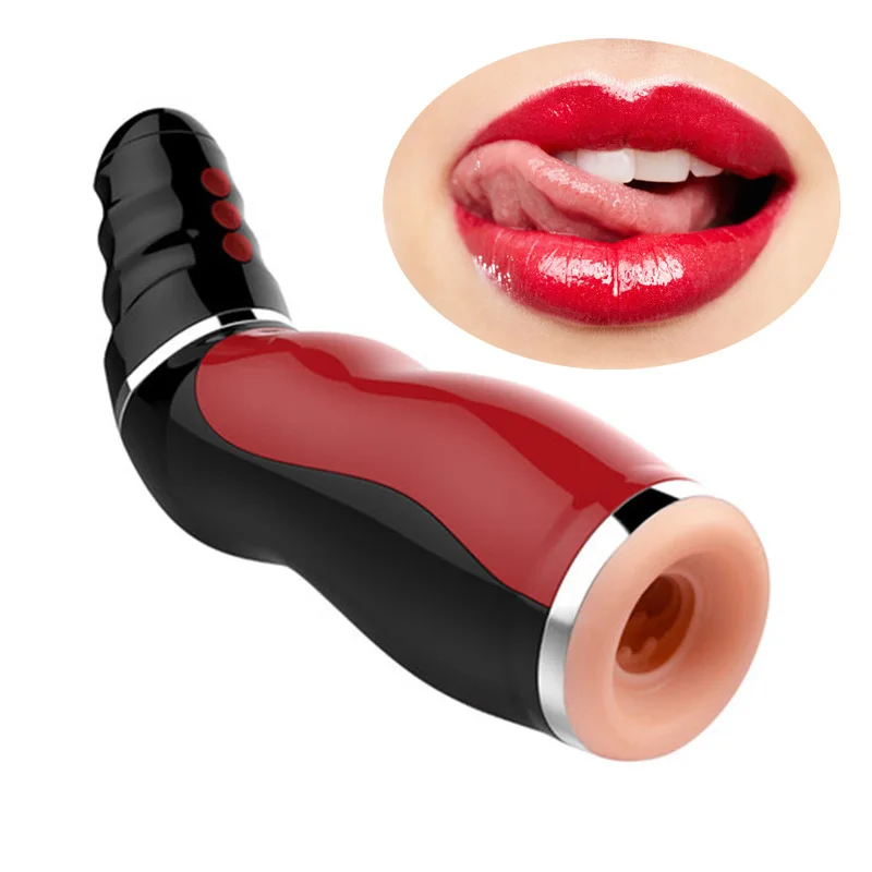 LUOGE Deep Throat Clip Suction Male Masturbator Airbag Pressure Suck Oral Sex Machine 12 Vibrating Erotic Toys Penis Practise