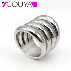 New Long Wide Party Punk Rings for Women Stylish Casting Women Ring Stainless Steel Fashion Wholesale Jewelry Christmas Gift