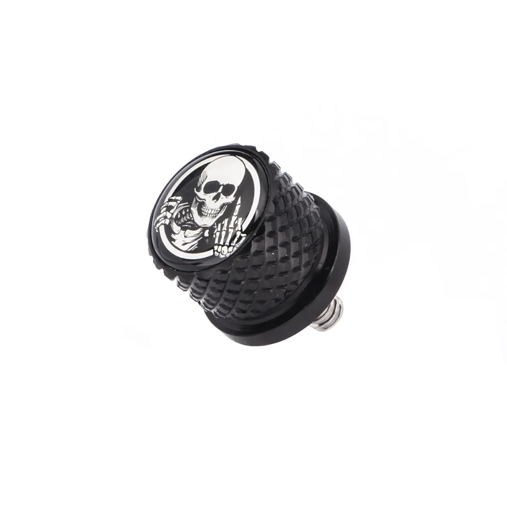 6mm Black/Chrome Skull Pattern Motorcycle Rear Seat Bolt Screw Nut Aluminum for Harley Sportster 1200 Ultra Glide Fatbob