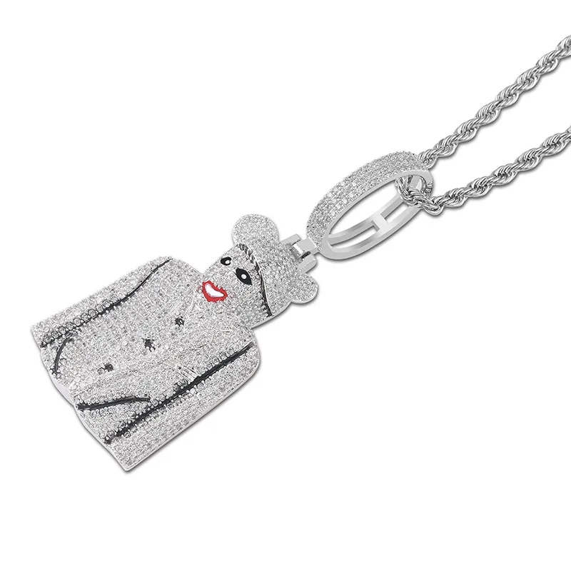 Hip Hop Micro Pave AAA CZ Cubic Zirconia Bling Ice Out Clown Pendants Necklace for Men Rapper Jewelry Drop Shipping