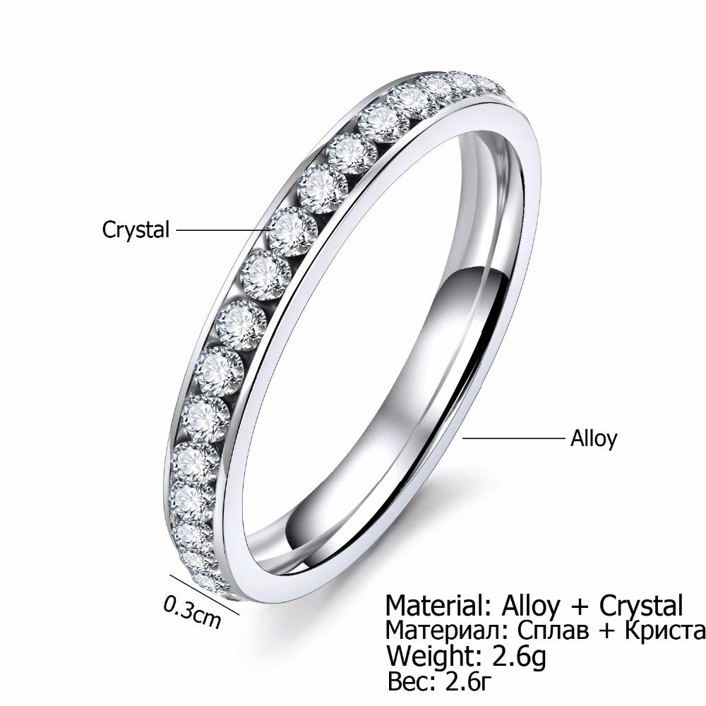 Vienkim Silver Color Titanium Zinc Alloy Minimalist Ring Female CZ Austrian Crystals Rings for Women Wedding Jewelry 2019