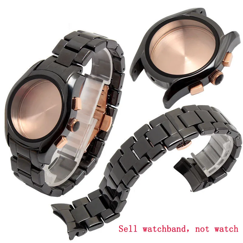 Ceramic Watchband for 22mm AR1400 AR1410 Men Watch Bracelet Butterfly Buckle watchbands Accessories +Free Tools