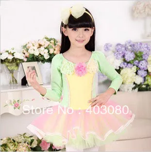 iridescence 4-8 years Korea Long sleeve Children's,girls one-piece dress bubble,kid Dance and leisure