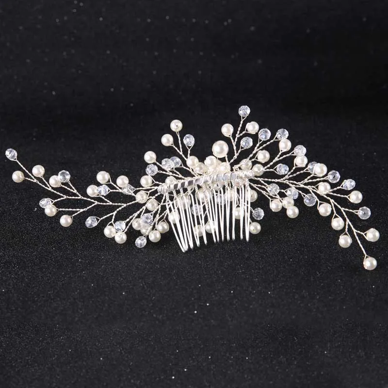 bijoux de tete mariage FORSEVEN mariée accessoires de cheveux de mariage cristal perle peignes de cheveux pièces de tête nuptiale Noiva diadème couronne bijoux de cheveux pour les femmes