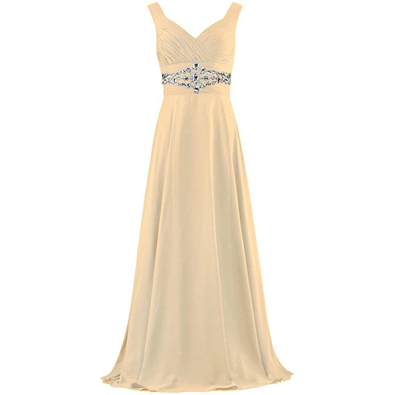 

Real Photos Champagne Long Evening Dresses V-neck Pleats Chiffon 2019 Elegant Women Formal Party Gowns Cheap vestido de noite