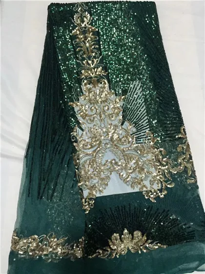 

New design GREEN French Net Sequin Lace Fabric 2018 Latest african sequence lace fabric with embroidery tulle fabric