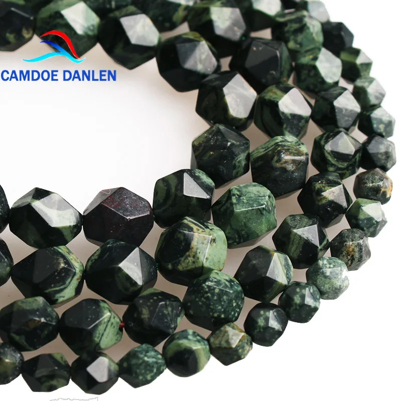 

CAMDOE DANLEN Natural Stone Faceted Green Polar jades Loose Beads 6 8 10 MM Fit Diy Beads find Handmade Jewelry Making Wholesale