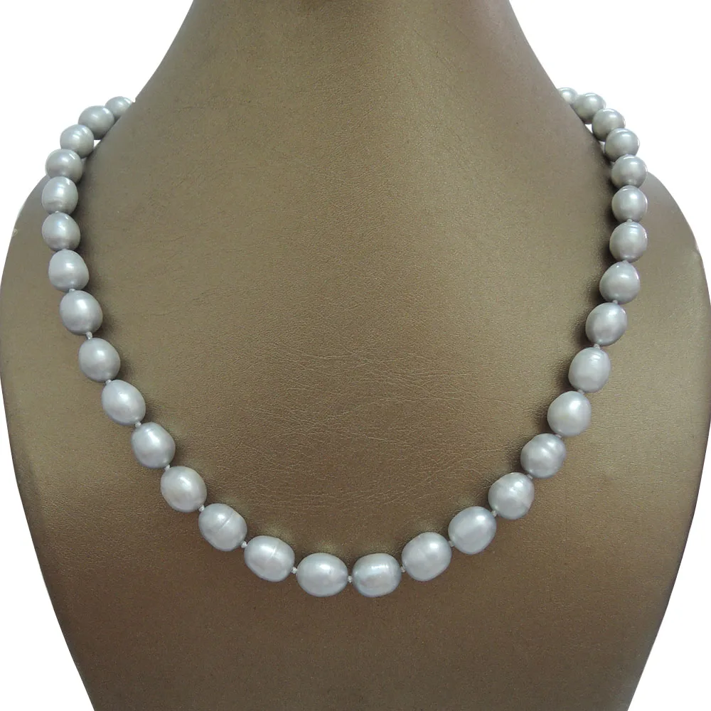 100% FRESHWATER PEARL NECKLACE-GRAY COLOR PEARLS,nice clasp.