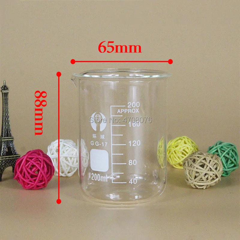 200ml 12pcs/set Pyrex Beaker borosilicate glass Lab glassware chemical measuring cup flat bottom for scientific test