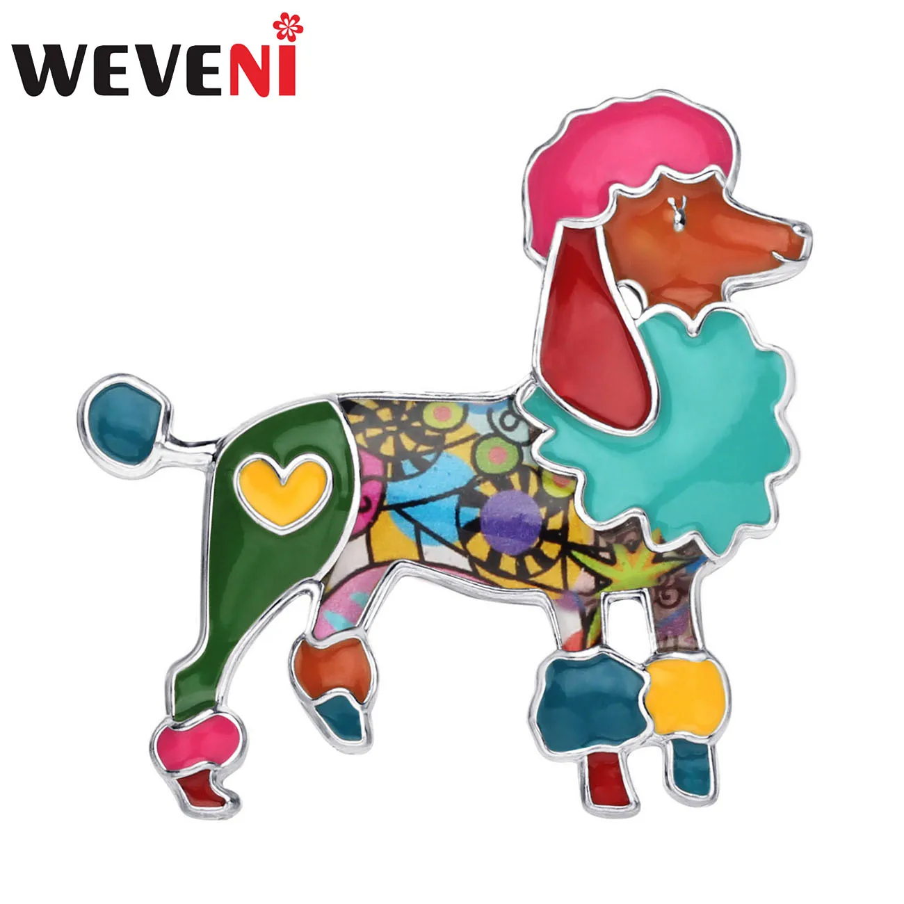 WEVENI Enamel Alloy Cartoon Poodle Dog Brooches Clothes Scarf Decoration Jewelry Pin Gift For Women Girls Animal Pet Accessories