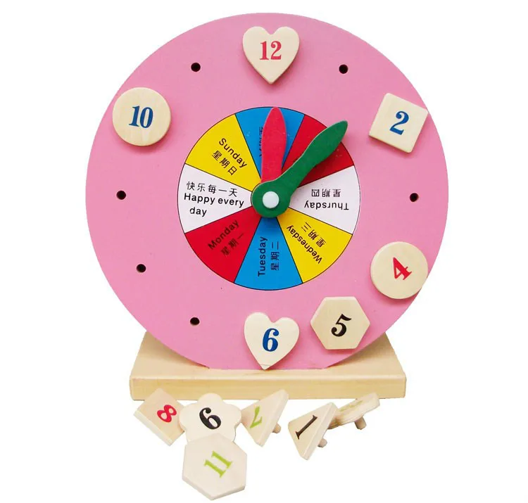 Juguete de madera de 12 números para bebé, rompecabezas colorido, reloj geométrico Digital, reloj educativo, juguete de alta calidad para niños, regalo para niños