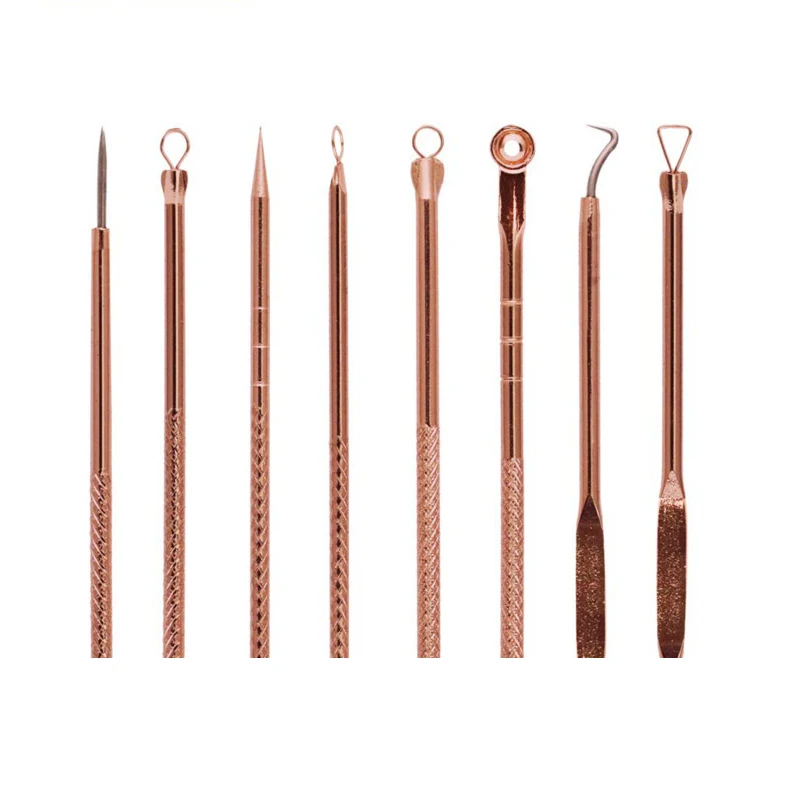 ทองคำสีกุหลาบสิวการฝังเข็ม4ชิ้นชุดลบ Blackhead สแตนเลส