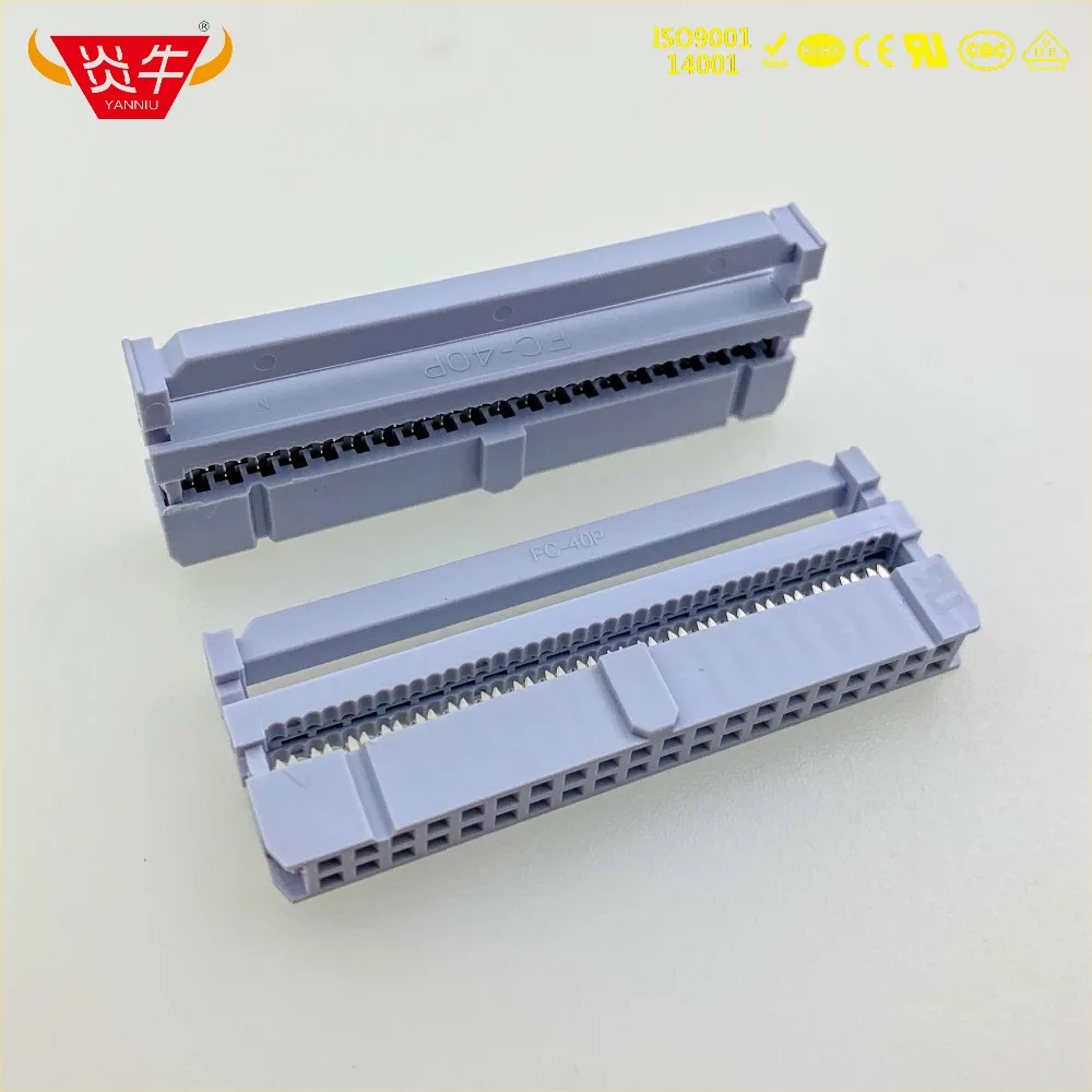 FC-40P Female 2.54mm PITCH 2*20P 40PIN IDC SOCKET CONNECTORS ISP JTAG HEADER FOR FLAT RIBBON CABLE SAMPLE NEXTRON YANNIU