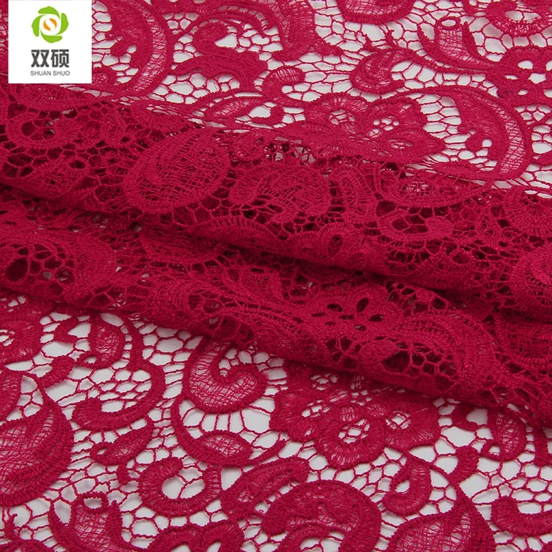 ShuanShuo Embroidered polyester lace clothing fabric milk silk material water soluble lace cloth embroidery lace 110*50cm LS002