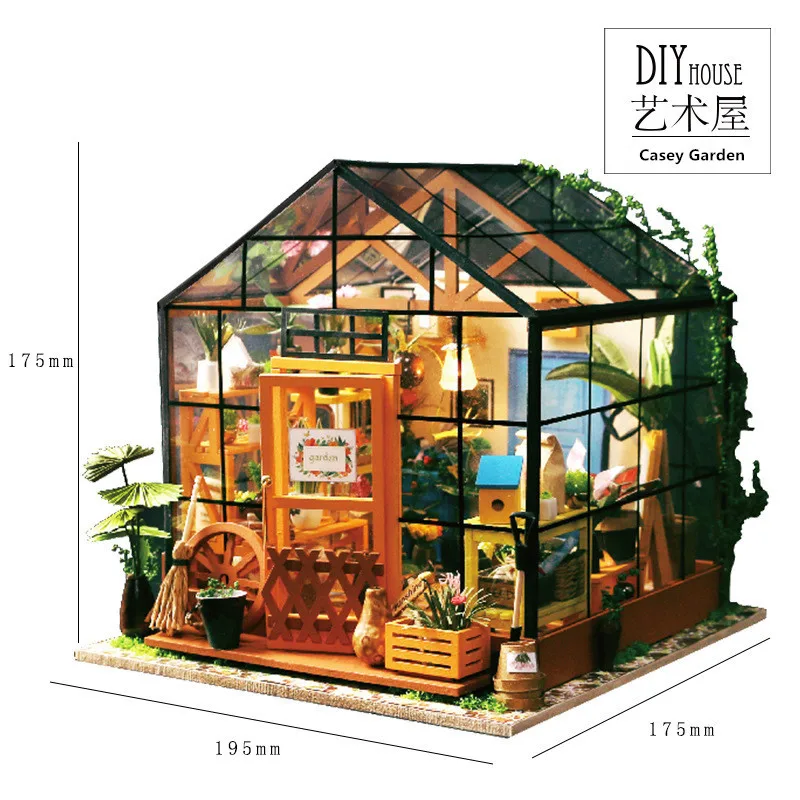 ขายร้อน DIY Hut House Creative ชุดของเล่น Casey เรือนกระจกหนังสือ Sam Ada สตูดิโอ Lisa Tailor Shop Micro ภูมิทัศน์