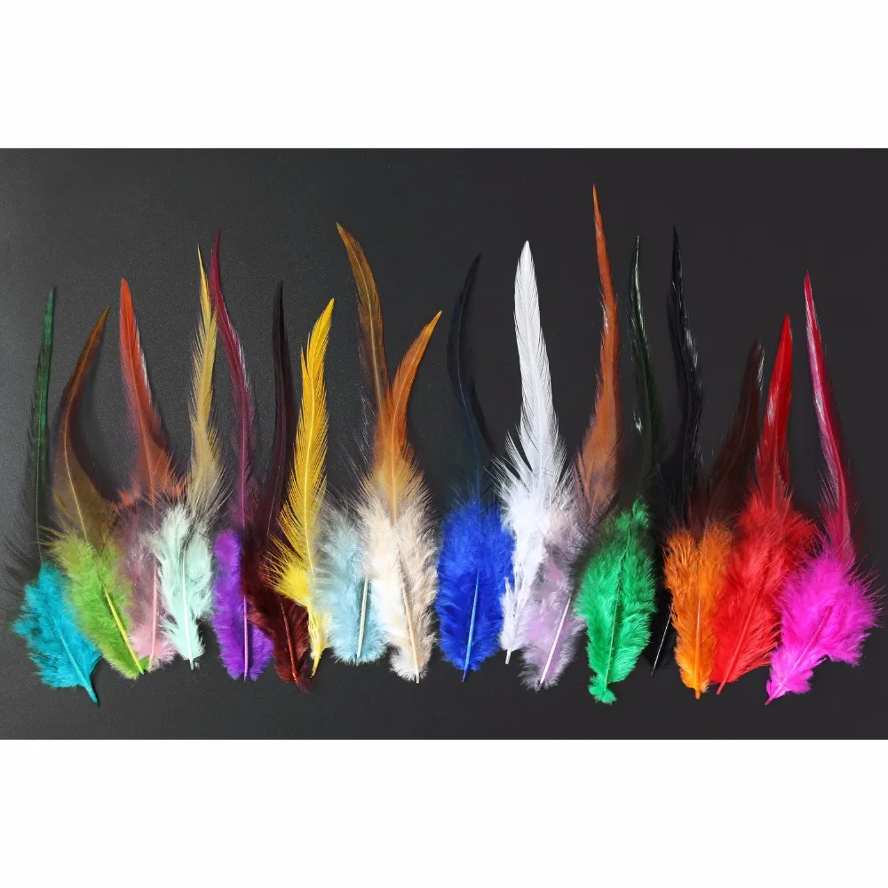 Tigofly 60 Pcs/lot 15 Assorted Colors Cock Saddle Hackles Length 10-15cm Fly Tying Feathers Materials