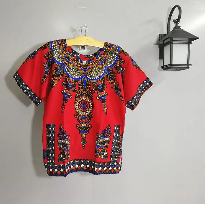 Dashiki Cotton Africa Clothing Blouse Performance Costume Woman Man Children T-shirt Traditional Print Top