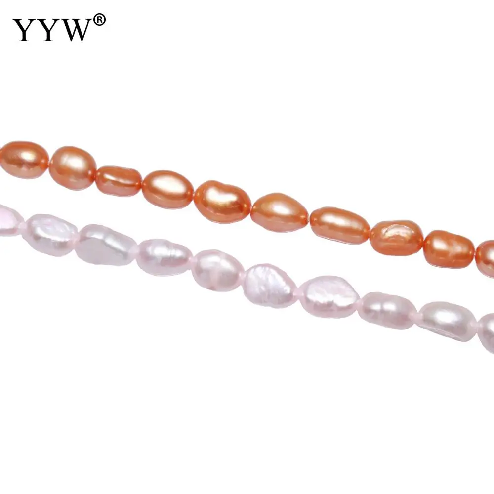 YYW Cultured Baroque Freshwater Pearl Beads Nuggets 5-6mm Approx 0.8mm Sold Per 15.4 Inch Strand Orange Pink Color Pealrs Beads