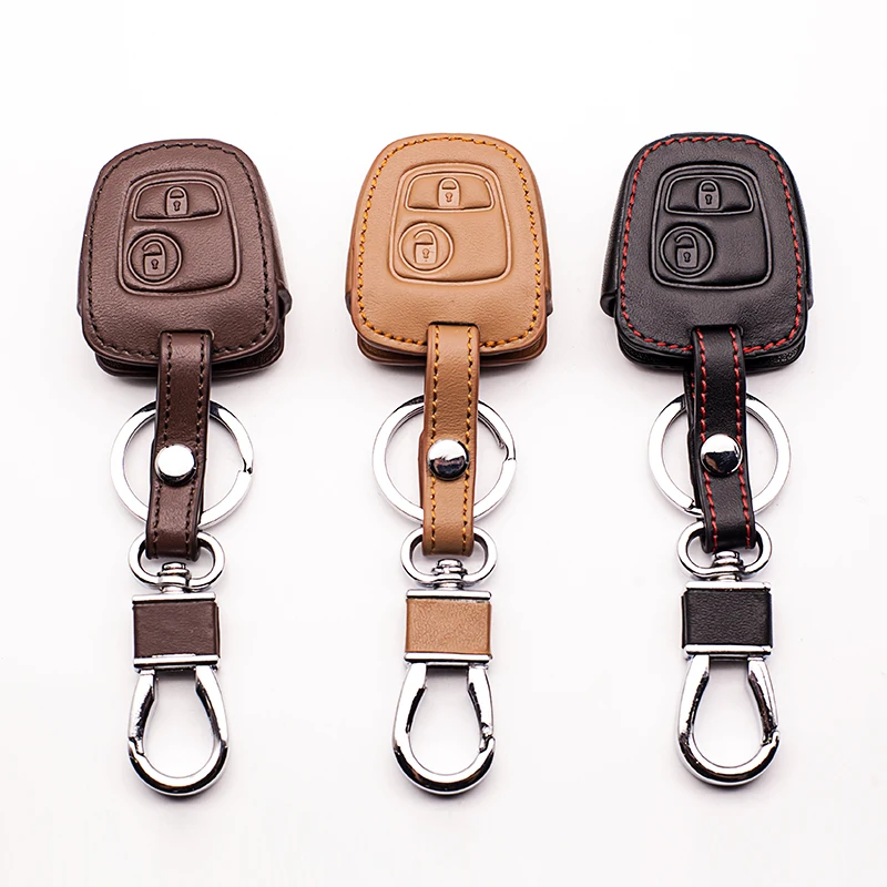 

High Quality key wallet car genuine leather key cover auto parts for Peugeot 106 107 206 306 307 207 408 For Citroen c1 c2 c3 c4