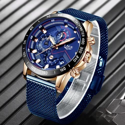 LIGE Casual Watch Man Mesh Strap Fashion Business Quartz Men Watches Top Brand Luxury Waterproof Date Clock Relogios Masculino