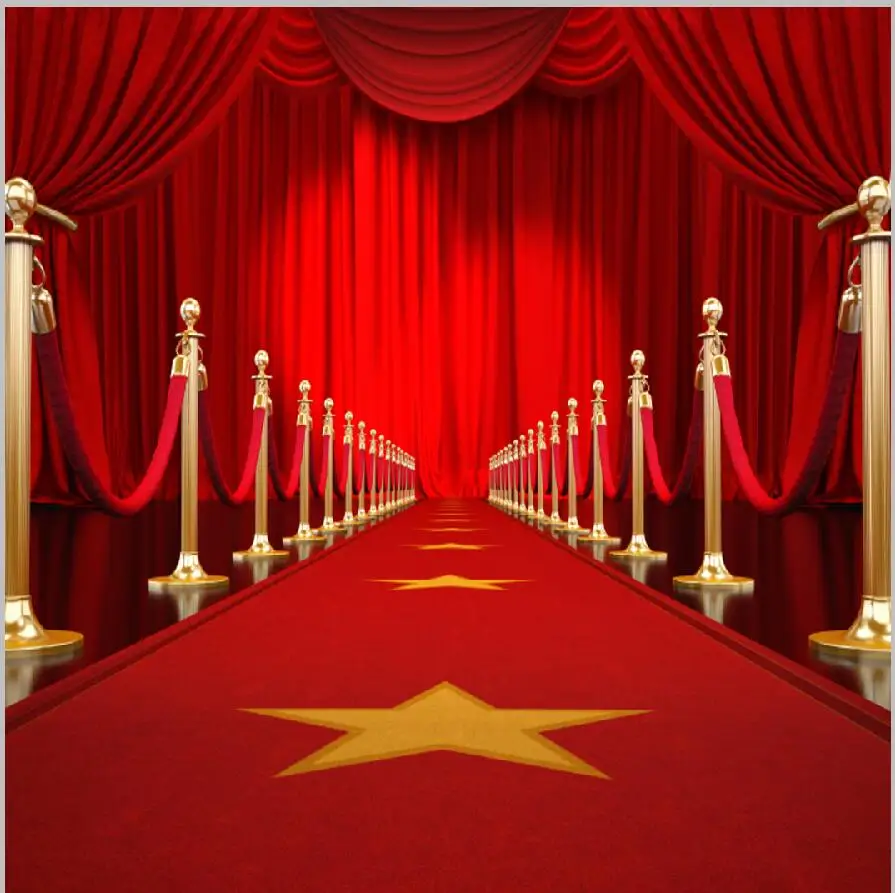 8x8FT Great Show Red Carpet Entrance Curtain Drape Passage Stage Custom Photo Studio Background Backdrop Vinyl 240cm x 240cm