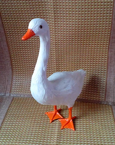 simulation cute white goose 38x25x14cm model polyethylene&furs goose model home decoration props ,model gift d403